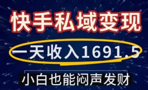 一天收入1691.5，快手私域变现，小白也能闷声发财-大兵轻创资源库