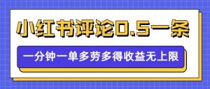 小红书留言评论，0.5元1条，一分钟一单，多劳多得，收益无上限-大兵轻创资源库