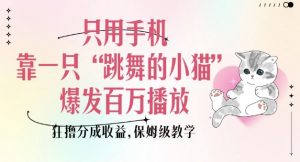 只用手机靠一只“跳舞的小猫”爆发百万播放，狂撸分成收益，保姆级教学-大兵轻创资源库