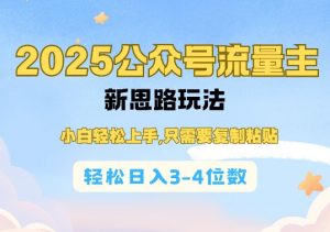 2025公双号流量主新思路玩法，小白轻松上手，只需要复制粘贴，轻松日入3-4位数-大兵轻创资源库