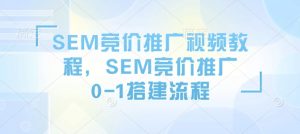 SEM竞价推广视频教程，SEM竞价推广0-1搭建流程-大兵轻创资源库