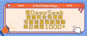 用DeepSeek做哪吒走秀视频，引爆流量涨粉利器，单日变现1k-大兵轻创资源库