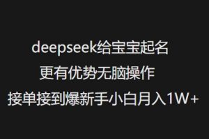 deepseek给宝宝起名更有优势无脑操作接单接到爆新手小白月入1W+-大兵轻创资源库