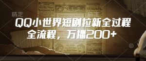 QQ小世界短剧拉新全流程，万播200+-大兵轻创资源库