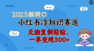 2025新风口，小红书冷知识赛道，无脑复制粘贴，一单变现300+-大兵轻创资源库