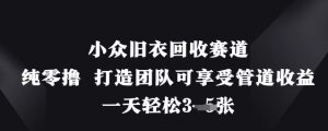 小众旧衣回收赛道,纯零撸 打造团队可享受管道收益,一天轻松3张-大兵轻创资源库