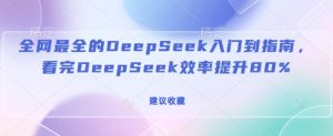 全网最全的DeepSeek入门到指南，看完DeepSeek效率提升80%(建议收藏)-大兵轻创资源库