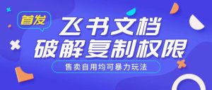 首发飞书文档破解复制权限，售卖自用均可暴力玩法-大兵轻创资源库