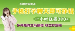 手机打字聊天即可挣钱,一小时狂薅3张,多开矩阵立马翻倍,收益秒到账【揭秘】-大兵轻创资源库