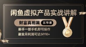 精品!闲鱼虚拟产品实战讲解,新手一部手机即可操作,副业月利润可达5k+-大兵轻创资源库