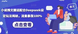 小说推文搬运配合Deepseek设定玩法揭秘，流量暴涨100%-大兵轻创资源库