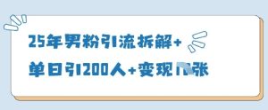 25年男粉引流拆解+单日引200人+变现多张-大兵轻创资源库