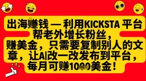 利用kicksta平台帮老外涨粉挣美金,每月收益1000美刀-大兵轻创资源库