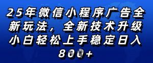 2025年微信小程序全新玩法纯小白易上手,稳定日入多张,技术全新升级,全网首发【揭秘】-大兵轻创资源库