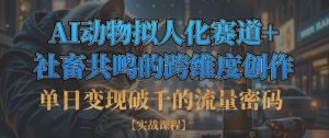 单日变现破千的流量密码,AI动物拟人化赛道+社畜共鸣的跨维度创作-大兵轻创资源库