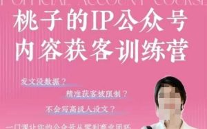桃子IP公众号内容获客训练营(第3期),一门让你公众号从0到商业闭环的课程-大兵轻创资源库