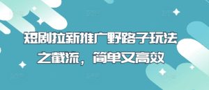 短剧拉新推广野路子玩法之截流,简单又高效-大兵轻创资源库