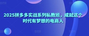 2025拼多多实战系列私教班,成就这个时代有梦想的电商人-大兵轻创资源库