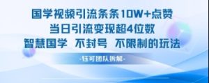国学视频引流条条10W+点赞当日引流变现超4位数-大兵轻创资源库