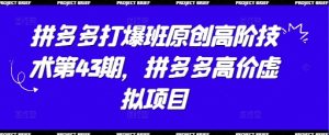拼多多打爆班原创高阶技术第43期,拼多多高价虚拟项目-大兵轻创资源库