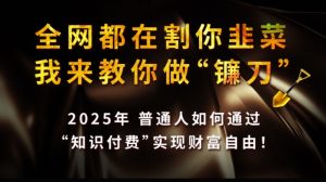 全网都在割你韭菜，我来教你做镰刀,2025普通人如何通过知识付费，实现财F自由【揭秘】-大兵轻创资源库