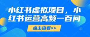 小红书虚拟项目,小红书运营高频一百问【文档】-大兵轻创资源库
