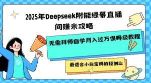 2025年Deepseek附能绿幕直播间挣米攻略无需拜师自学月入过W保姆级教程，最适合小白宝妈的轻创业-大兵轻创资源库