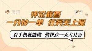 评论截图,0.5元一单,一分钟一单,有手机就能做,任务无上限,勤快点一天几张【揭秘】-大兵轻创资源库