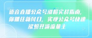 语音直播公众号涨粉实战指南,你抓住新风口,实现公众号快速涨粉开通流量主-大兵轻创资源库