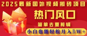2025最新视频搬砖项目,热门风口,简单去重剪辑,小白也能轻松月入过W-大兵轻创资源库
