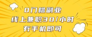 0门槛副业,线上兼职30一小时,有手机即可【揭秘】-大兵轻创资源库