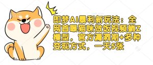 即梦AI暴利新玩法:全网首曝猫咪做饭视频躺Z模型,官方漏洞期+多种变现方式,一天5张-大兵轻创资源库
