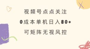 视频号点点关注,0成本单号80+,可矩阵,绿色正规,长期稳定【揭秘】-大兵轻创资源库