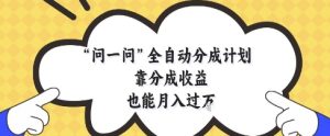 问一问全自动分成计划,靠分成收益也能月入过1W【揭秘】-大兵轻创资源库