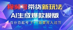 视频号带货新玩法,AI生成,百分百原创爆款模版,百分百起号,高佣商品T+1结算月入过W【揭秘】-大兵轻创资源库
