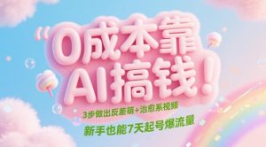 0成本靠AI搞钱!3步做出反差萌+治愈系视频,新手也能7天起号爆流量-大兵轻创资源库
