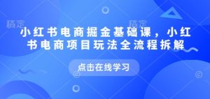 小红书电商掘金课,小红书电商项目玩法全流程拆解(更新5月)-大兵轻创资源库
