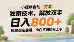小程序自动打金独家技术,解放双手日入8张,长期稳定靠谱,小白宝妈轻松上手【揭秘】-大兵轻创资源库