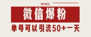 微信爆粉,私域暴力引流打法日引千粉 单号日进50+【揭秘】-大兵轻创资源库