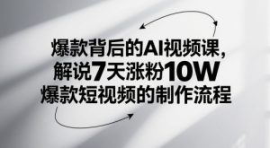爆款背后的AI视频课,解说7天涨粉10W爆款短视频的制作流程-大兵轻创资源库