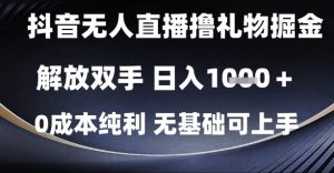 抖音无人直播撸礼物掘金,解放双手,日入1k,0成本纯利,无基础可上手【揭秘】-大兵轻创资源库