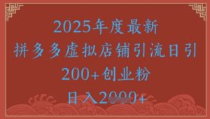 绝密引流秘籍,拼多多虚拟店铺引流,日引500+-大兵轻创资源库