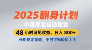 2025翻身计划,小程序全自动掘金,48小时可见收益,日入8张+,长期稳定靠谱,小白宝妈轻松上手【揭秘】-大兵轻创资源库