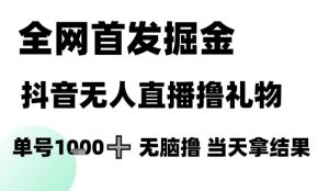 全网首发掘金抖音无人直播撸礼物，单号1k +无脑撸，当天拿结果【揭秘】-大兵轻创资源库
