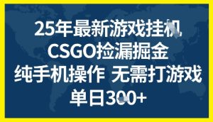 25年CSGO游戏搬砖，全自动挂G，不需要玩游戏，手机操作日入3张+【揭秘】-大兵轻创资源库