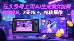 在头条号上用AI生成美女跳舞视频,7天1k+,纯软件操作-大兵轻创资源库