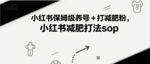小红书保姆级养号+打减肥粉,小红书减肥打法sop-大兵轻创资源库
