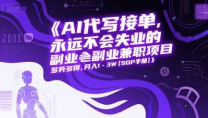 AI代写接单,永远不会失业的副业兼职项目,多劳多得,月入1-3W【SOP手册】-大兵轻创资源库