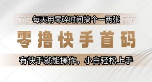 零撸快手首码，每天用零碎时间搞个一两张，有快手就能操作小白轻松上手【揭秘】-大兵轻创资源库