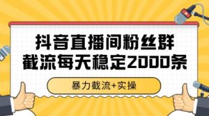 抖音直播间粉丝群暴力截流，一台电脑每天稳定2000条数据【揭秘】-大兵轻创资源库